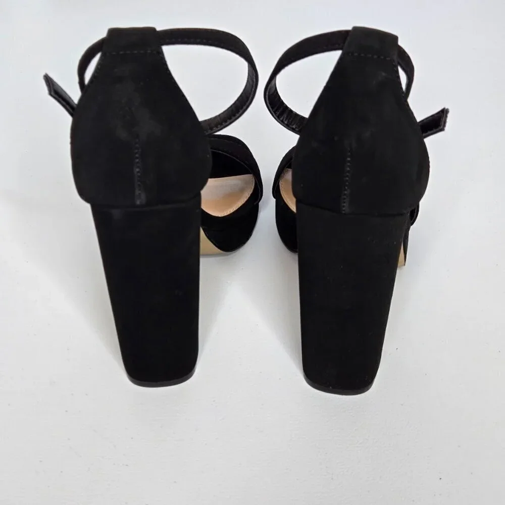 Steve Madden Entourage Black Ankle Strap Dress Block Heel Sandal Shoes Sz 9.5 - Picture 5 of 12